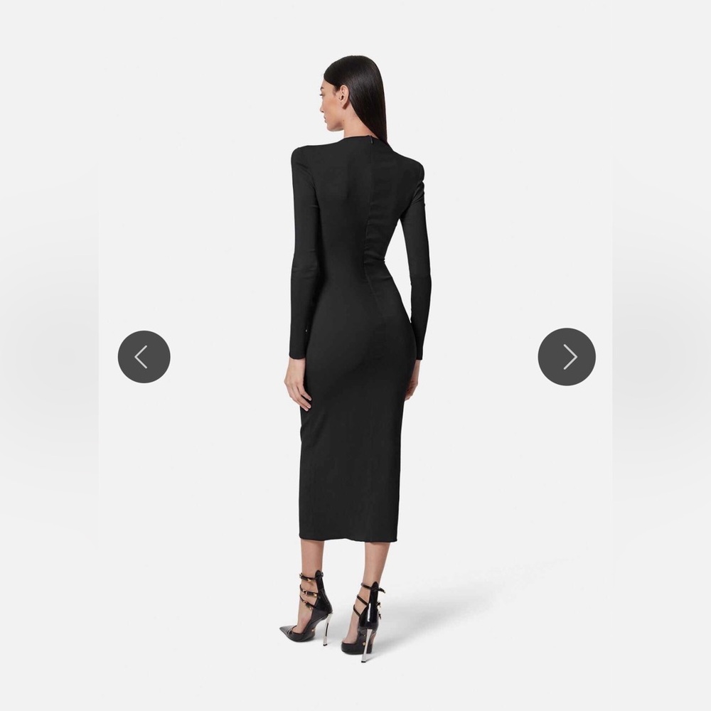 Versace Black Corset Waist Long Sleeve Bodycon Midi Dress IT 40 (US 4 - Picture 2 of 16